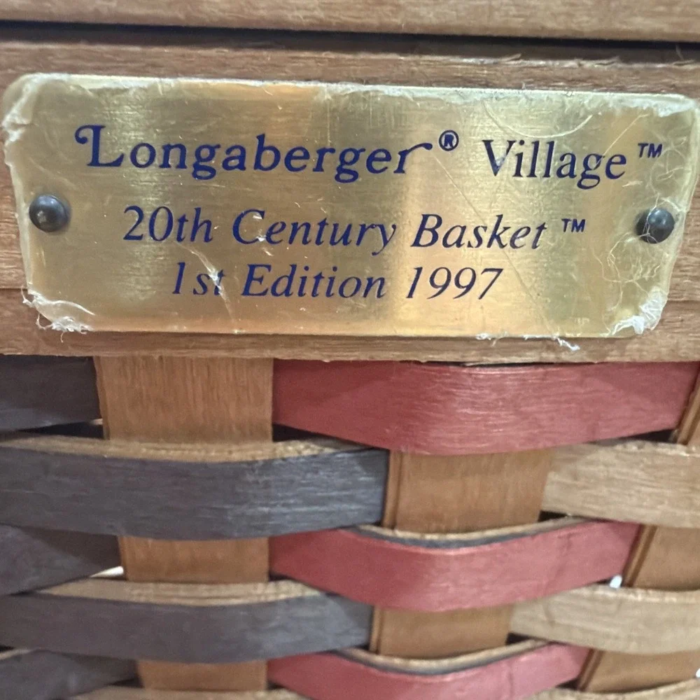 1997 VTG Longaberger Woven 20th‎ Century Large Basket With Light Kit Flag 24